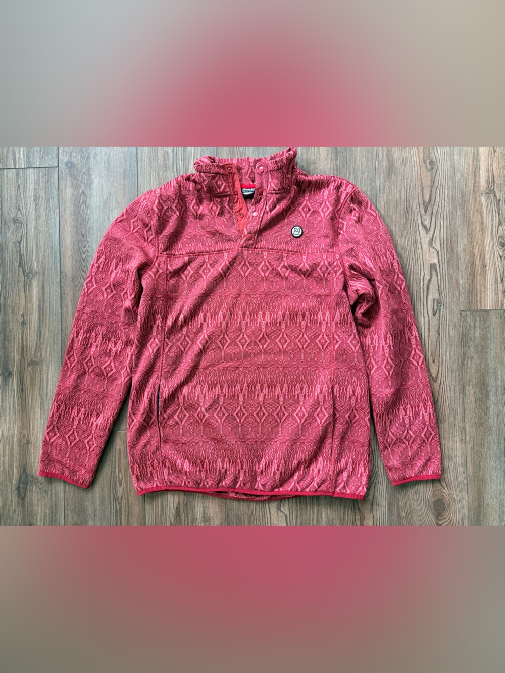 Avalanche Men's Red Aztec Patterned Quarter-Snap Pullover Sweatshirt